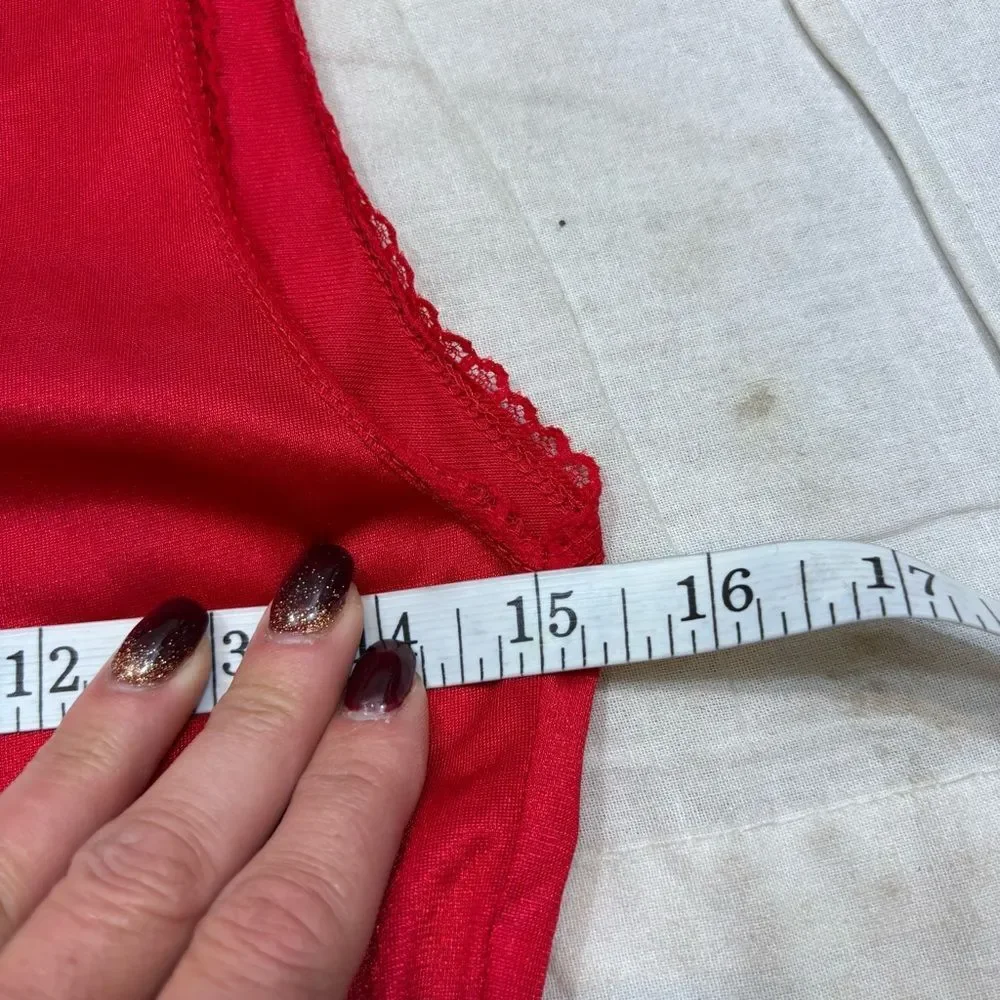 Ladies Vintage 1970’s Undercover Wear Red Bodysuit Linge Teddy Size Small‎